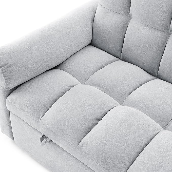Large 2 Seater Sofa&Couch Loveseat W/Pull Out Sleeper Couch Bed and Pillows,3 in 1 Reclining Backrest Love Seat Convertible Twin XL Size Sleeper&Sofabed for Home Apartment Office Living Room - LeafyLoom