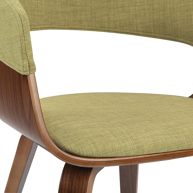 SIMPLIHOME Lowell 17 Inch Mid Century Modern Bentwood Dining Chair in Acid Green Linen Look Fabric, For the Dining Room - LeafyLoom