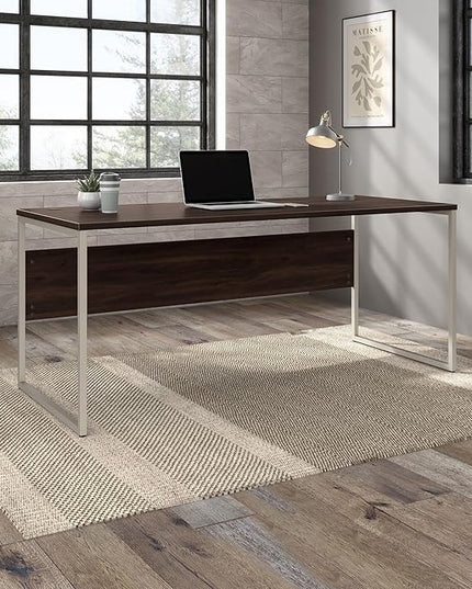Bush Business Furniture Hybrid 72W x 30D Computer Table Desk with Metal Legs in Black Walnut - LeafyLoom