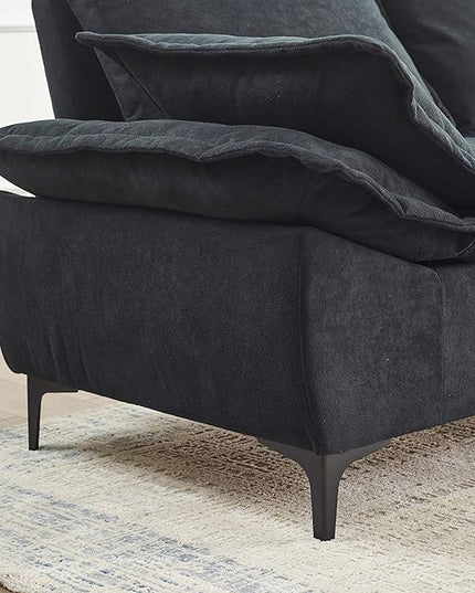 Modern Sleeper Sailboat Sofa Couch Dutch Velvet 3-Seater Cloud Sofa&Couch with Two Pillows for Apartments Office Studio Small Spaces Living Rooms, 88.5", Black-005 - LeafyLoom