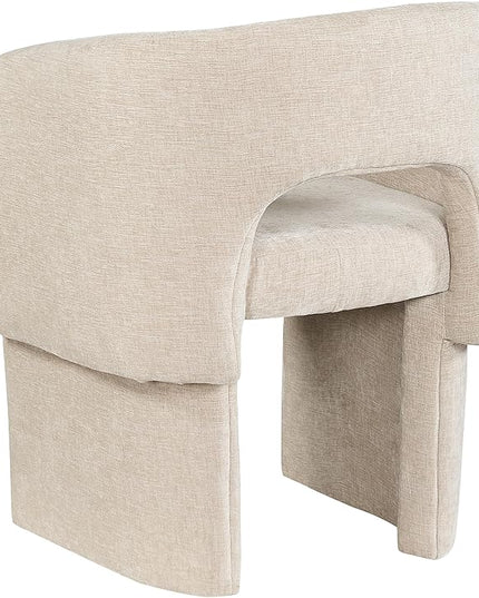 Meridian Furniture Emmet Collection Modern | Contemporary Dining Accent Chair with Rich Fabric, Steel Inner Frame, 26" W x 23.5" D x 30" H, Beige - LeafyLoom