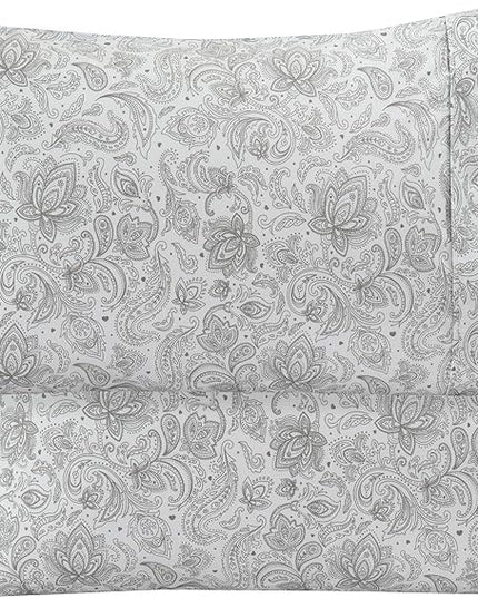 Elegant Comfort Softest and Coziest 6-Piece Sheet Set - 1500 Premium Hotel Quality Microfiber - Deep Pocket, Wrinkle Resistant 6-Piece Paisley Pattern Bed Sheet Set, King, Paisley Gray - LeafyLoom