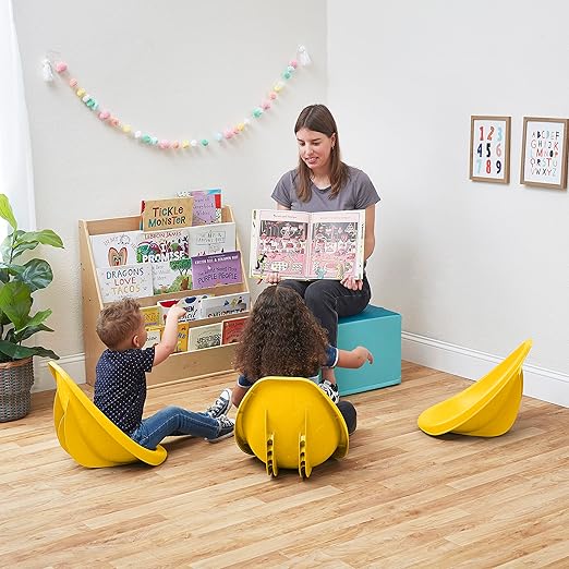 ECR4Kids Leaf Floor Seat, Rocker Chair, Yellow, 6-Piece - LeafyLoom