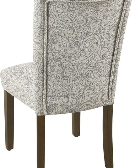 HomePop Parsons Classic Dining Room Tables and Chairs, Pack of 2, Light Grey Floral - LeafyLoom