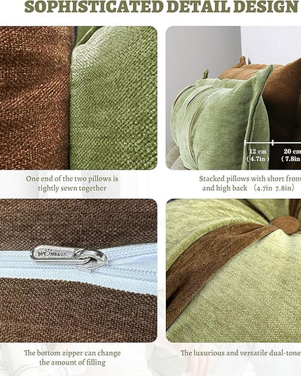 Johnear Headboard Backrest Set of 2 Pack Chenille Throw Pillows for Daybed Couch Support Reading Pillows for Sitting in Bed Adult, Orange Green Large Bolster Pillow for King Size Bed Wedge Pillow - LeafyLoom