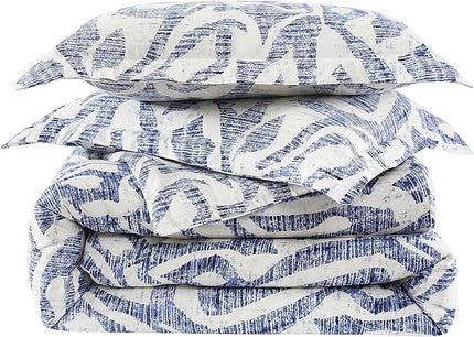 Southshore Fine Living, Inc. Oversized King Comforter Bedding Set, Down Alternative filling, modern Abstract bedding set, King/Cal King Comforter & Matching Shams, Blue Khari - LeafyLoom