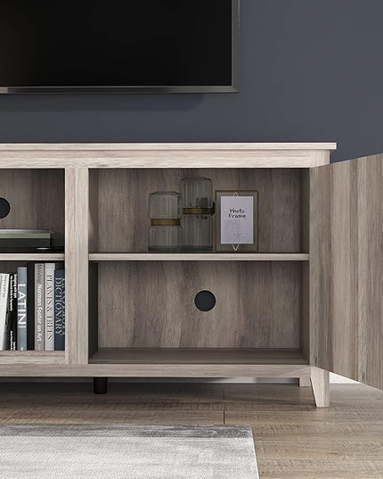 NicBex TV Stand for 60 Inch TV TV Console Table with 2 Doors and 4 Open Storage Compartments Cabinet for TV Box,Entertainment Center with Storage for Living Room,Bedroom,70.08 Inch,Grey - LeafyLoom