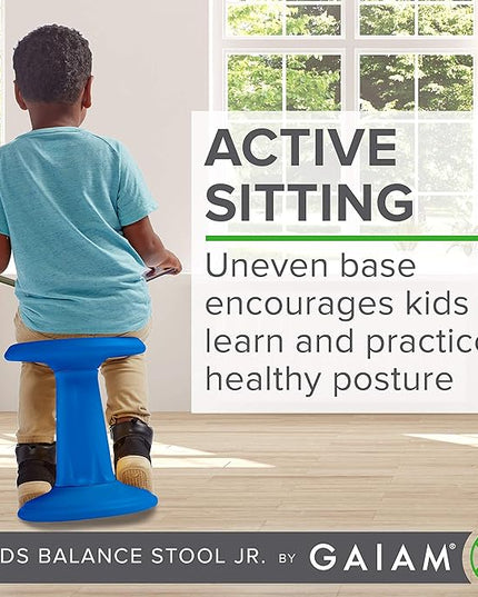 Gaiam Kids Wobble Stool Desk Chair - Alternative Flexible Seating Balance Wiggle Chair | ADHD Sensory Fidget Core Rocker Child Seat Elementary School Classroom Furniture for Student, Toddler, Ages 5-8 - LeafyLoom