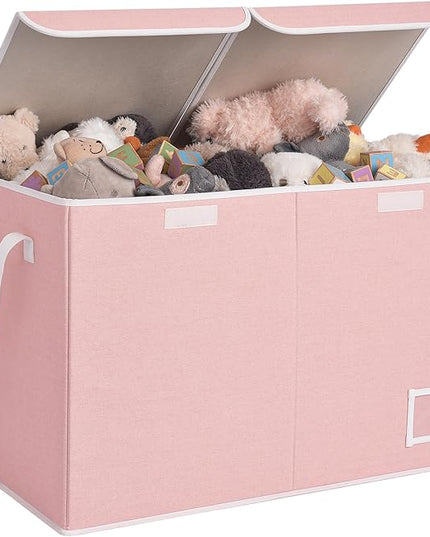 StorageWorks Toy Storage Organizer with Flip-Top Lids, Toy Bins for Living Room, Nursery Room, Playroom, Large Toy Box for Kids, Pink, 24 ¾"L x 13" W x 16" H - LeafyLoom