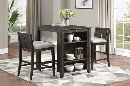 NicBex Small Dining Table for 2 Dining Modern Table and Chairs 3-Piece Pack Counter Height Set Table with Display Shelf USB Ports and 2X Counter Height Chairs, Cherry - LeafyLoom