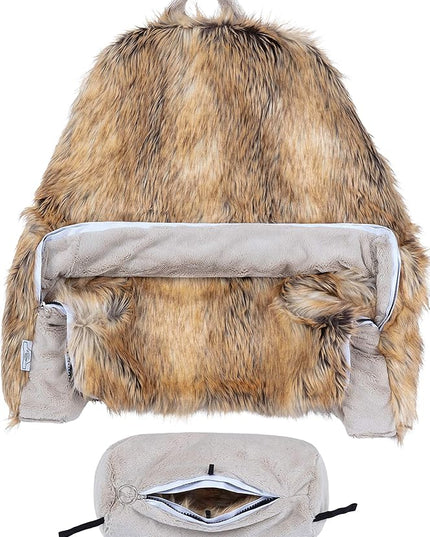 Husband Pillow XXL Cover Only - Ultra Rare Baby Amber Fox Backrest Pillowcase Set, 2-Tone Reversible Double Sided Fabulous Faux Fur Reading & Bed Rest, Thick Zippers,2 Sided Solid Fabric Neck Rolls - LeafyLoom