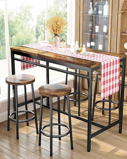 DKLGG Dinner Table Set for 4, Modern Kitchen Table and Chairs for 4 Wooden Top and Adjustable Metal Legs, Small Dining Room Table Set 5 Pieces Compact Design for Small Space - LeafyLoom