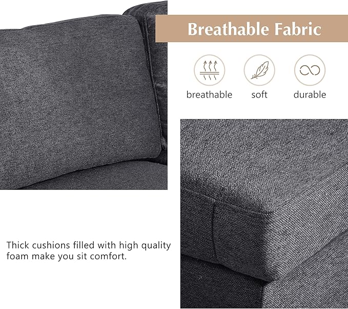 116.9" Modern Large U-Shape Sectional Sofa with Double Extra Wide Chaise Lounge, 4 Seat Oversized Upholstered Couch for Apartment, Home, Office, Living Room Furniture, Gray, 116.9 Inch - LeafyLoom