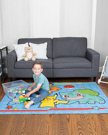 Franco Kids Room Non Slip Area Rug, 69 in x 52 in, Pokemon - LeafyLoom