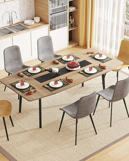 Tribesigns Modern Dining Table for 6 People, 70.86L x30.71W x 29.52H Inches Rectangle Kitchen Table Patio Table for Backyard,Dinning Room&Kitchen,Light Walnut - LeafyLoom