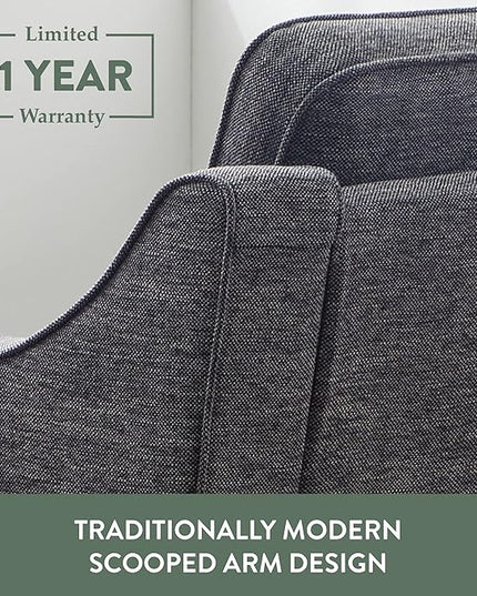 Edenbrook Jensen Upholstered Couch - Couches for Living Room - Charcoal Upholstered Couch - Living Room Furniture - Small Couch - Seats Three - Scoop Arm Modern Couch - LeafyLoom