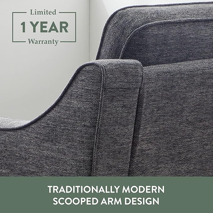 Edenbrook Jensen Upholstered Couch - Couches for Living Room - Charcoal Upholstered Couch - Living Room Furniture - Small Couch - Seats Three - Scoop Arm Modern Couch - LeafyLoom