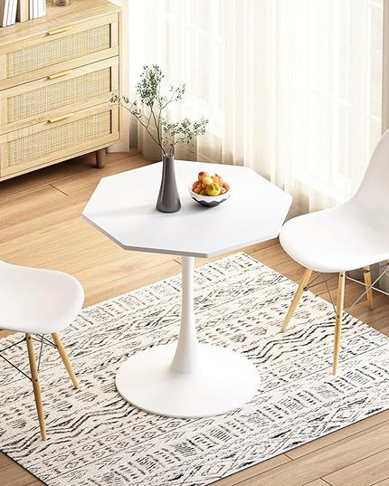 NicBex Dining Table Contemporary Kitchen Table Farmhouse Rustic 31.50" Octagonal Coffee Table with MDF Table Top,Metal Base, for Dining Room, Kitchen, Living Room, White - LeafyLoom