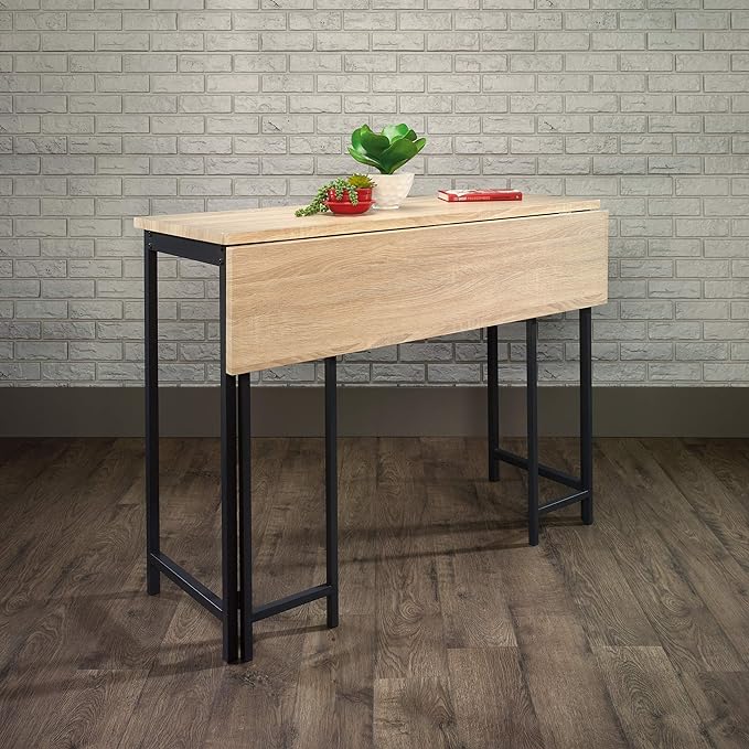 Sauder North Avenue Table with Drop Leaf, L: 47.50" x W: 28.38" x H: 36.13", Charter Oak Finish - LeafyLoom