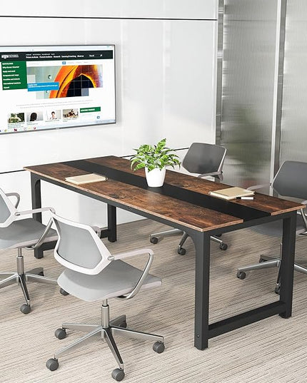 Tribesigns Modern Computer Desk, 70.8 x 31.5 inch Large Office Desk Computer Table Study Writing Desk Workstation for Home Office, Rustic/Black - LeafyLoom