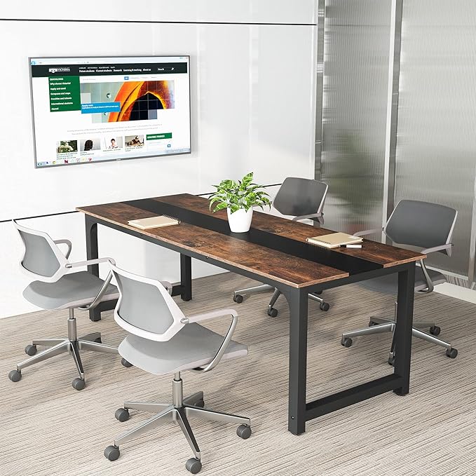 Tribesigns Modern Computer Desk, 70.8 x 31.5 inch Large Office Desk Computer Table Study Writing Desk Workstation for Home Office, Rustic/Black - LeafyLoom