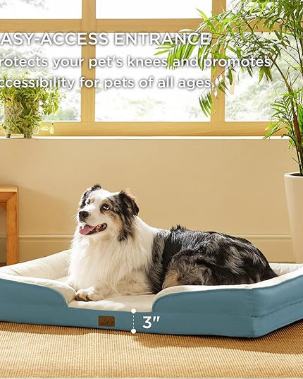 Bedsure XXL Orthopedic Dog Bed - Washable Great Dane Dog Sofa Beds for Giant Dogs, Supportive Foam Pet Couch Bed with Removable Washable Cover, Waterproof Lining and Nonskid Bottom, Blue BEDSURE