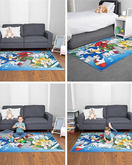 Franco Kids Room Non Slip Area Rug, 69 in x 52 in, Sonic The Hedgehog, Anime - LeafyLoom