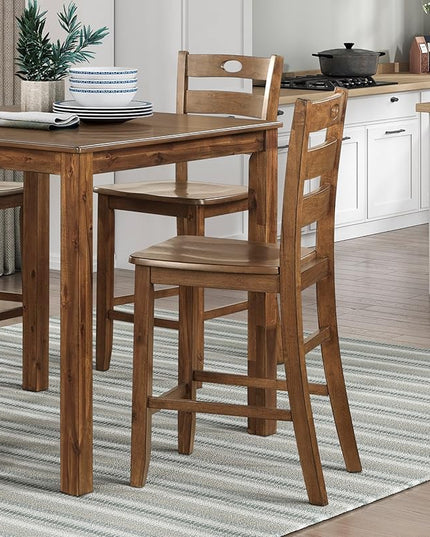 NicBex Dining Table Set for 4 Kitchen Table Set Counter Height 5pc Dining Set Table and 4 Counter Height Chairs for Breakfast Nook and Small Space, Transitional Style, Walnut - LeafyLoom