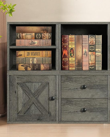 Magic DIY Cube Storage Organizer Stackable Cubes for Home Books Clothes Toy -Modular Cubby Storage System -Closet Organizer -Bookcase Closet (French Oak,1 Layer Cube) - LeafyLoom
