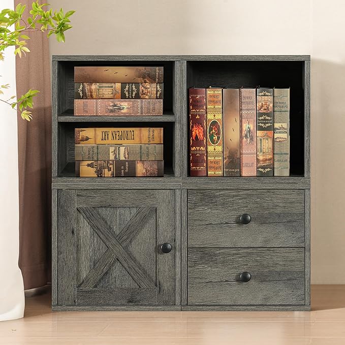 Magic DIY Cube Storage Organizer Stackable Cubes for Home Books Clothes Toy -Modular Cubby Storage System -Closet Organizer -Bookcase Closet (French Oak,1 Layer Cube) - LeafyLoom