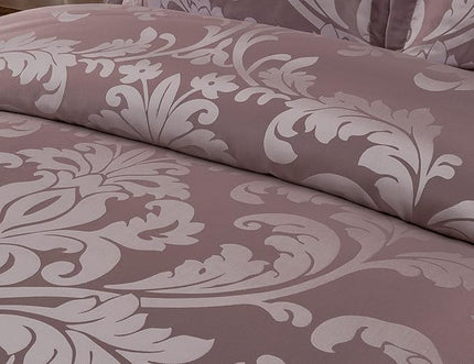Chezmoi Collection 7-Piece Jacquard Floral Comforter Set (California King, Woodrose/Gray) - LeafyLoom