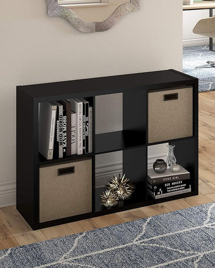 ClosetMaid 6 Cube Storage Shelf Organizer Bookshelf with Open Back, Vertical or Horizontal, Easy Assembly, Wood, Black Finish - LeafyLoom