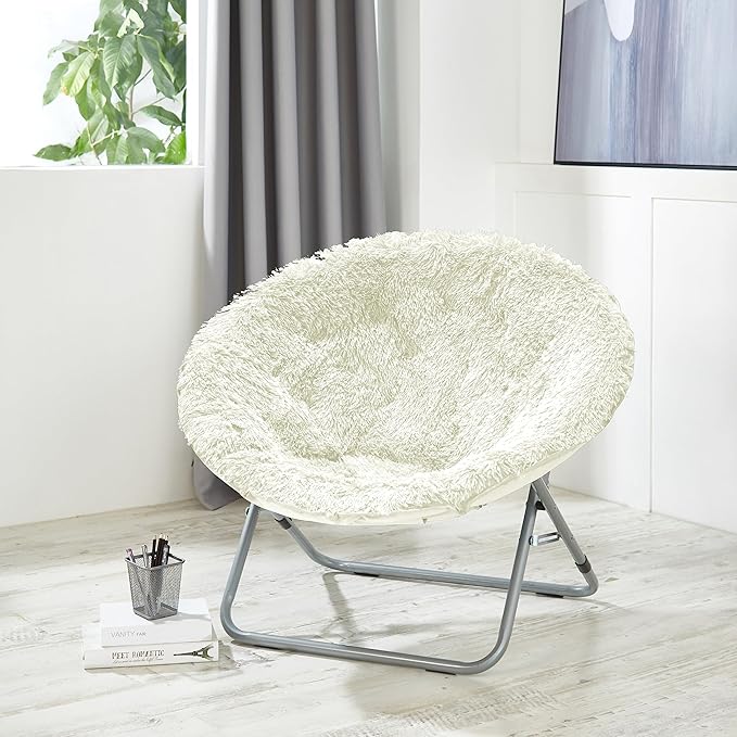 Oversized Mongolian Faux Fur Saucer Chair, Mint - LeafyLoom