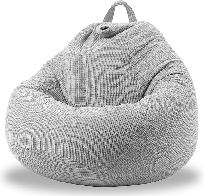 Stuffed Animal Storage Bean Bag Chair Cover (No Filler) Washable Ultra Soft Corduroy Bean Bag Cover for Organizing Plush Toys, Bean Bag for Adults - LeafyLoom