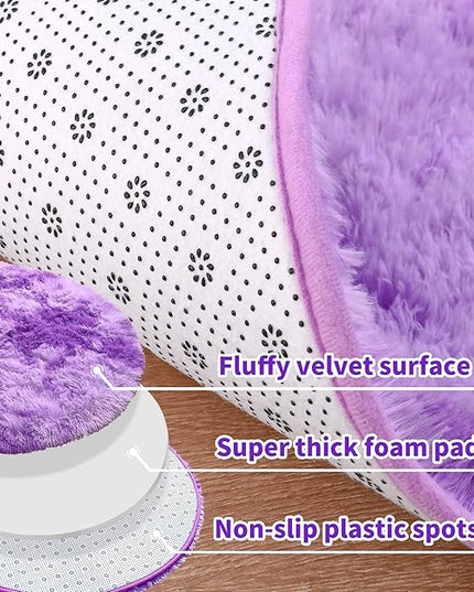 Noahas Oval Fluffy Purple Rug 2.6X5.3 Small Kids Rugs for Bedroom Girls And Boys Aesthetic,Bedside Bedroom Rug,Ultra Soft Runner Carpet Modern Shaggy Nursery Area Rugs Home Decor'' - LeafyLoom