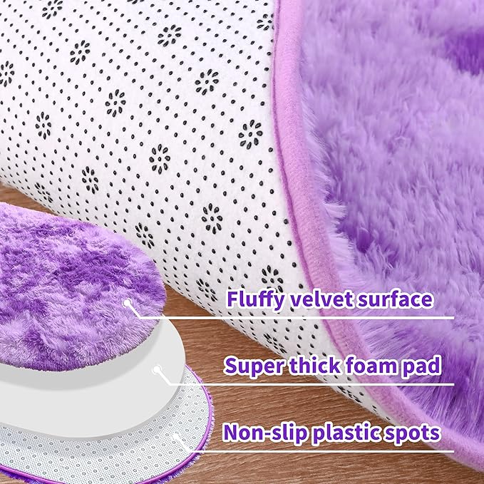 Noahas Oval Fluffy Purple Rug 2.6X5.3 Small Kids Rugs for Bedroom Girls And Boys Aesthetic,Bedside Bedroom Rug,Ultra Soft Runner Carpet Modern Shaggy Nursery Area Rugs Home Decor'' - LeafyLoom