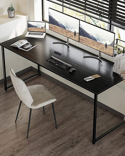 Coleshome 63 Inch Computer Desk, Modern Simple Style Desk for Home Office, Study Student Writing Desk,Black - LeafyLoom