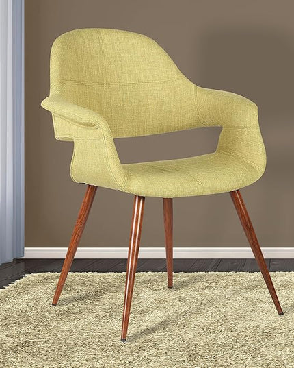 Armen Living Phoebe Mid-Century Modern Fabric Upholstered Dining Chair, Green - LeafyLoom