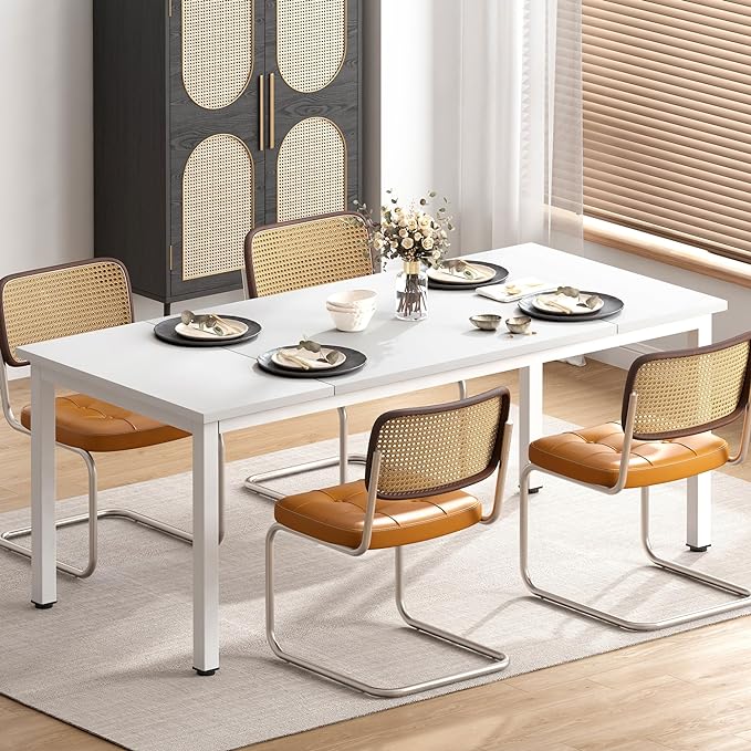 DlandHome Computer Desk, Large Executive Office Desk Computer Table Study Writing Desk Workstation for Home Office,70.8 x 31.5 inch,White - LeafyLoom