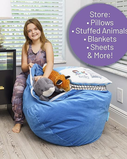 EMMandSOPHIE Kids Bean Bag Chair - Bean Bag Chair Kids- Toddler Bean Bag Chair- Bean Bag Stuffed Animal Storage -Bean Bag Chairs for Kids -Stuffed Animal Bean Bag Storage - Kid Bean Bag Chair - LeafyLoom