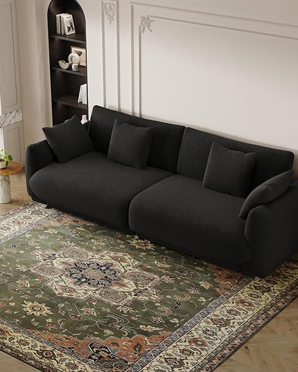 NicBex Sectional Couch Sofa with 4 Throw Pillows Modern Cloud Couch for Living Room Furniture Sets with Metal Legs AMD Sponge Filled, Modular Sofa for Living Room, Bedroom, Apartment, 86.6" L, Black - LeafyLoom