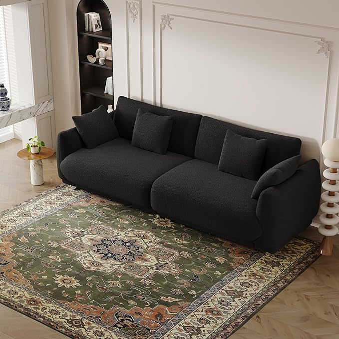 NicBex Sectional Couch Sofa with 4 Throw Pillows Modern Cloud Couch for Living Room Furniture Sets with Metal Legs AMD Sponge Filled, Modular Sofa for Living Room, Bedroom, Apartment, 86.6" L, Black - LeafyLoom