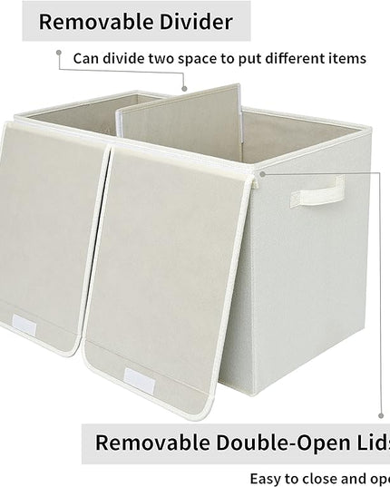 GRANNY SAYS Large Storage Bins with Lids, Foldable Storage Chest with Handles, Stuffed Animal Storage for Playroom, Living Room, Pearl White - LeafyLoom