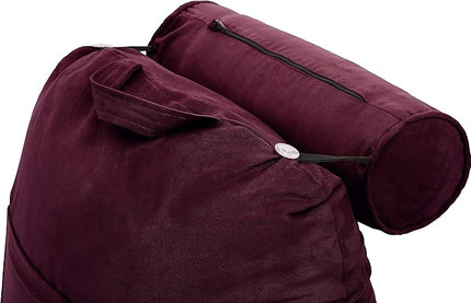 Husband Pillow XXL Cover Aspen Edition Mauve Purple, Reversible Microfiber to Microsuede, Side & Back Pockets - Handle for Easy Transport - Super Cozy Bed Rest Pillow Cover with Arms - Easy Care - LeafyLoom