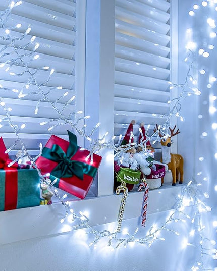 Ollny Cluster Lights for Christmas Tree, 400LED 20ft Cool White Christmas Lights Outdoor 8 Modes Timer Remote, Waterproof String Lights for Indoor Outside Garland Xmas Decorations Ollny