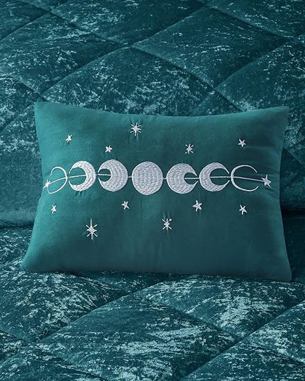 Intelligent Design Queen Comforter Set, Velvet Comforter Set , Luxury Diamond Quilting Comforter Set, Fluffy Comforter Bed Set with Decorative Pillowand 2 Shams, 4 Piece Teal, Full/Queen - LeafyLoom