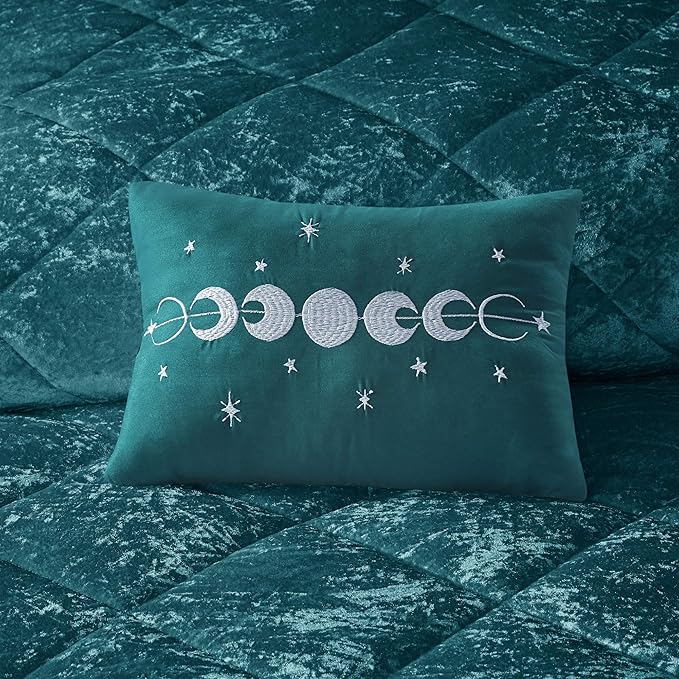 Intelligent Design Queen Comforter Set, Velvet Comforter Set , Luxury Diamond Quilting Comforter Set, Fluffy Comforter Bed Set with Decorative Pillowand 2 Shams, 4 Piece Teal, Full/Queen - LeafyLoom