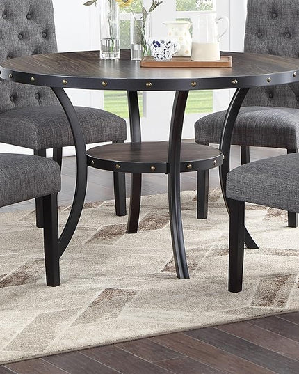 NicBex 48Inch Round Dining Table,Modern Kitchen Table with Rubber Wood MDF Tabletop and Storage Shelve for 4 to 6,Dining Room Table for Kitchen,Dining Room and Living Room,Space-Saving,Natural Wood - LeafyLoom