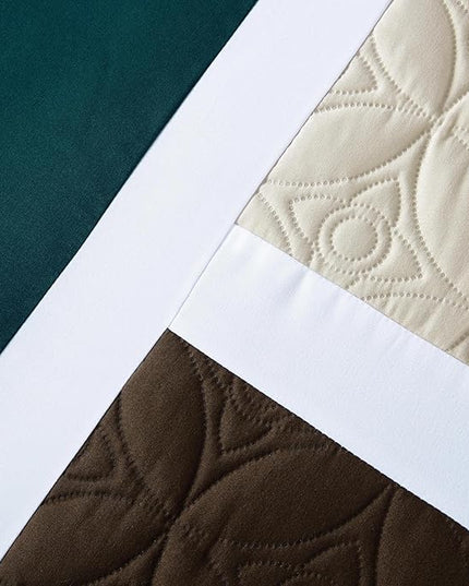 Chezmoi Collection Upland 7-Piece Quilted Patchwork Comforter Set, Teal/Beige/Brown, King - LeafyLoom