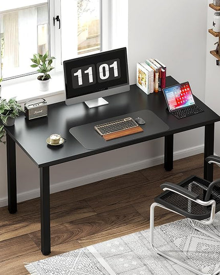 Need Computer Desk, 47 inch Home Office Desk, Modern Simple Style Home Office Gaming Desk, Basic Writing Table for Study Student, Black Metal Frame, Black - LeafyLoom